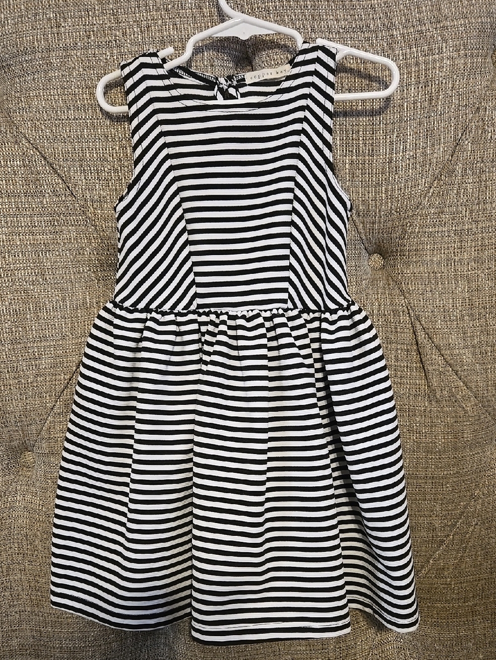 Girls 4t Copper Key Black & White Striped Sleeveless Kids Dress